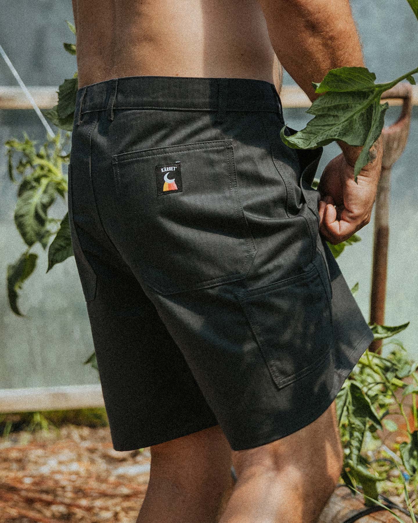 Kärret® Grejarshorts Herringbone Mörkgrå