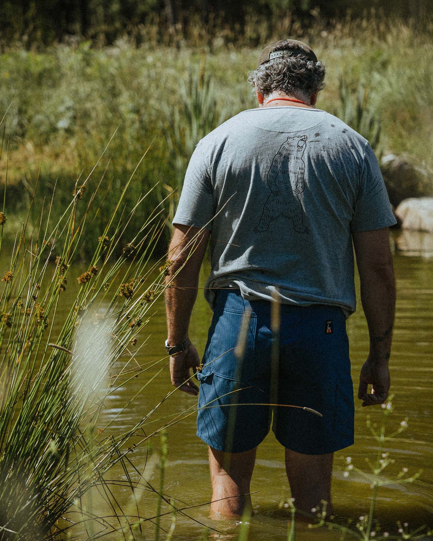Kärret® Grejarshorts Herringbone Blue