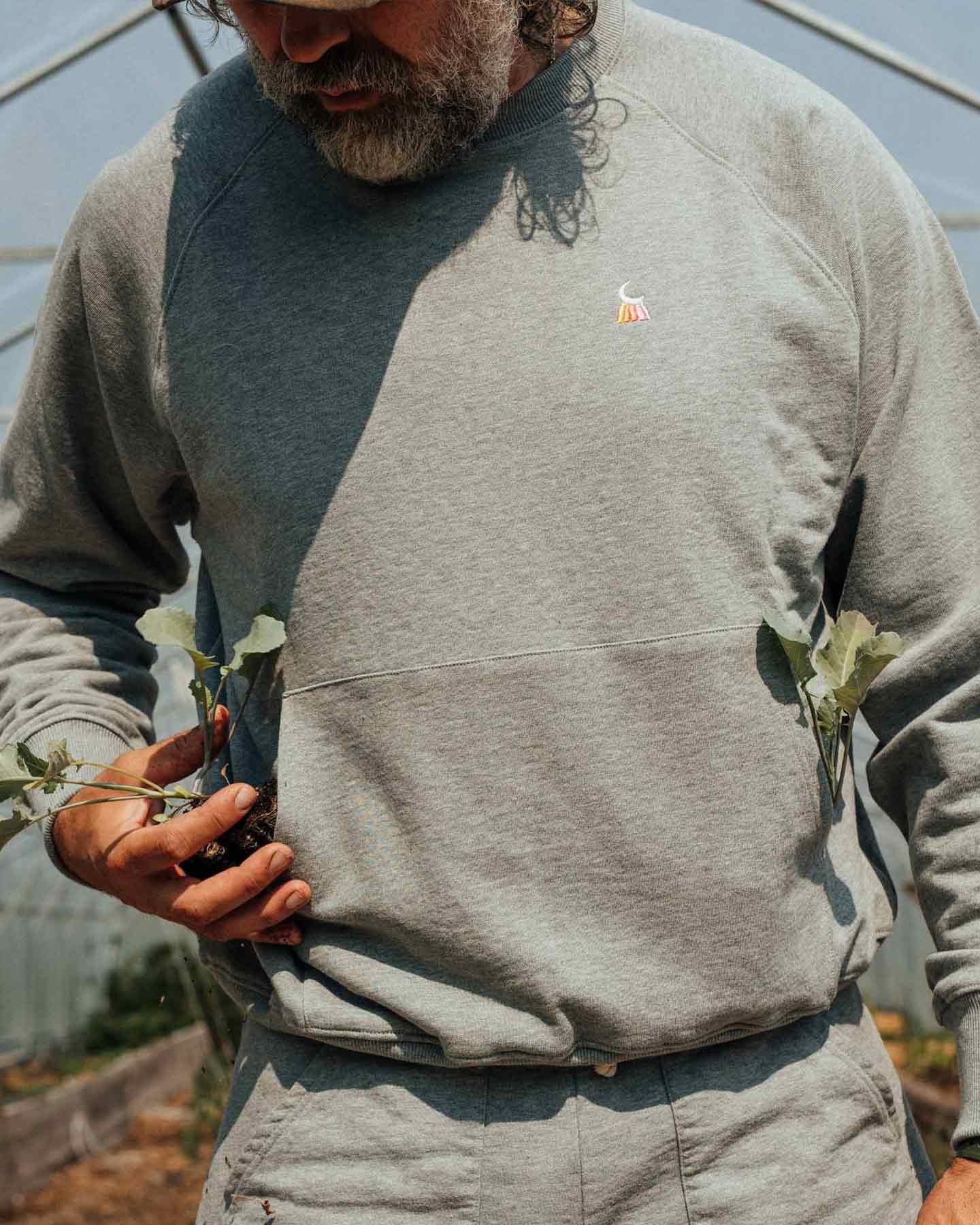 Gråmelerad kängurucrewneck